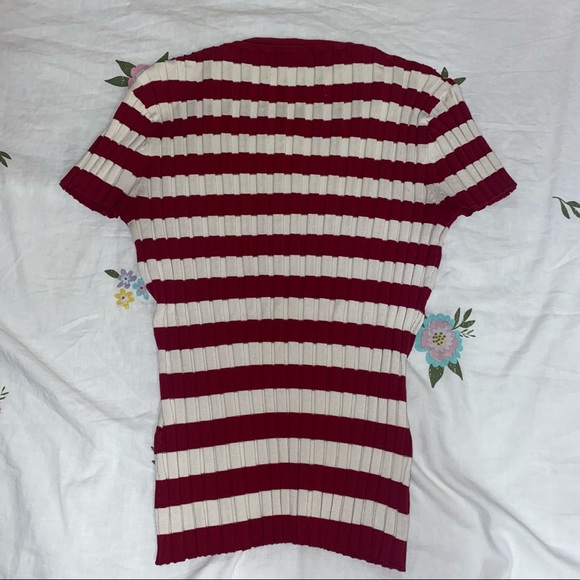 august silk red and cream horizontal striped top📌 - Picture 5 of 5